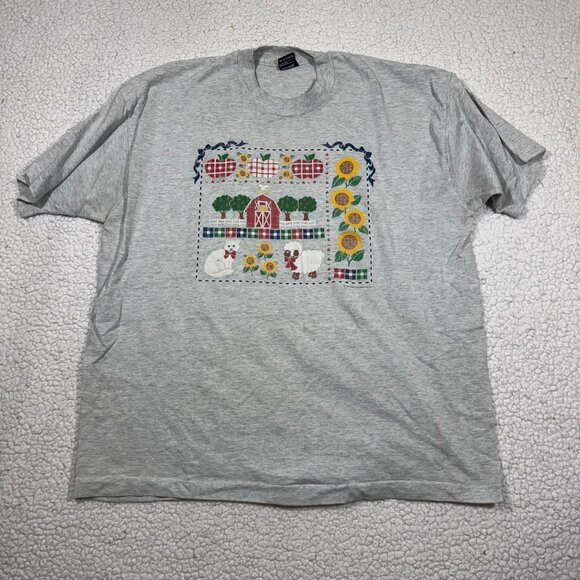 Fruit of the Loom Tops - Vintage 1994 Farmhouse Sunflower Country Style T Shirt Womens XXL Single Stitch